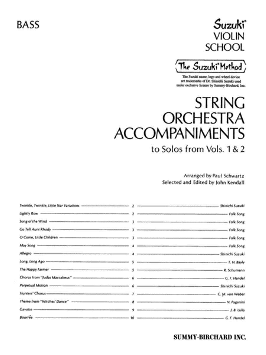 String Orchestra Accompaniments to Solos from Volumes 1 & 2