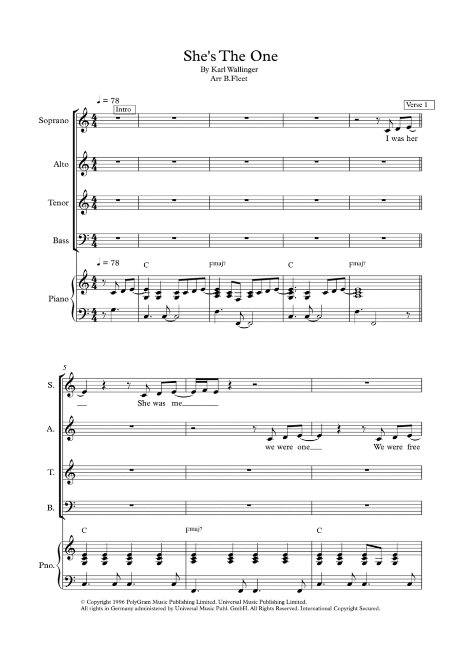 She's The One Choir scores gallery preview page 1