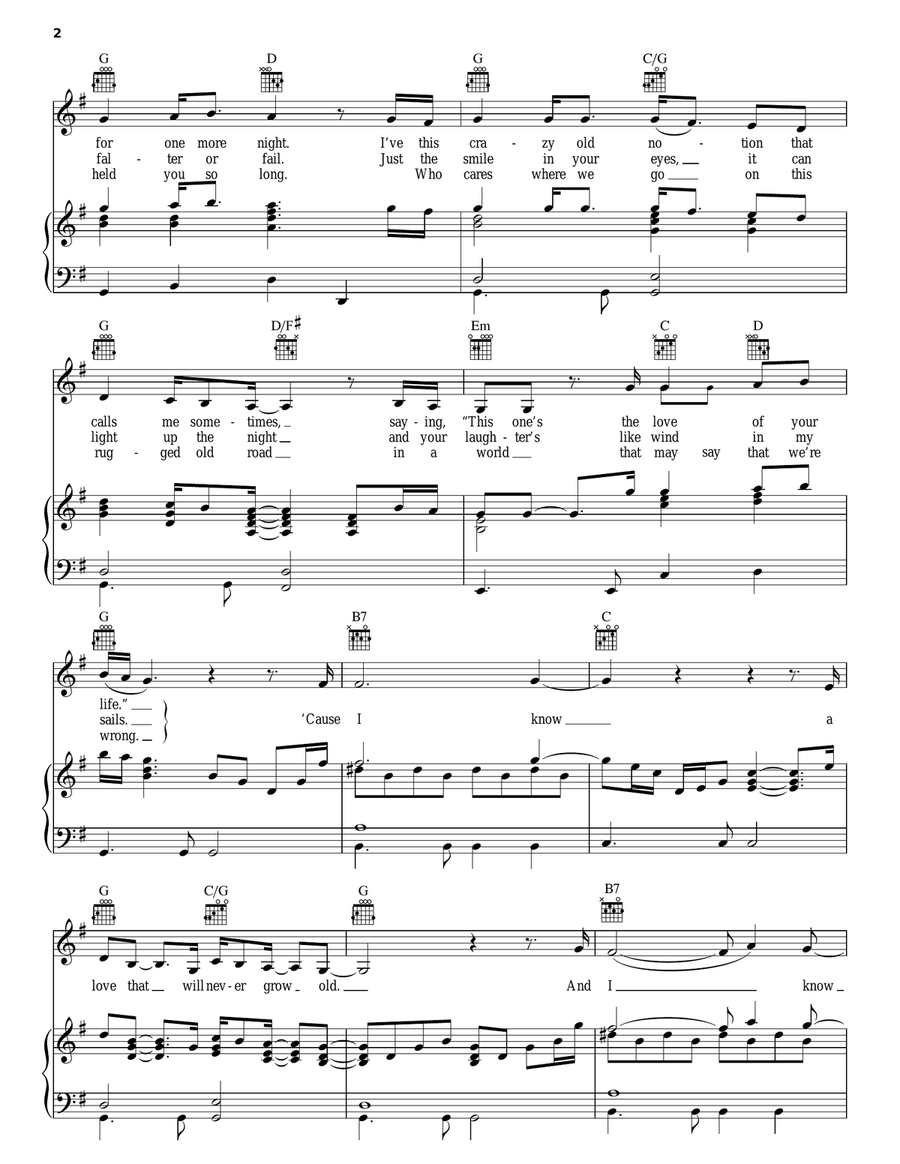 A Love That Will Never Grow Old Piano, Vocal, Guitar scores gallery preview page 2