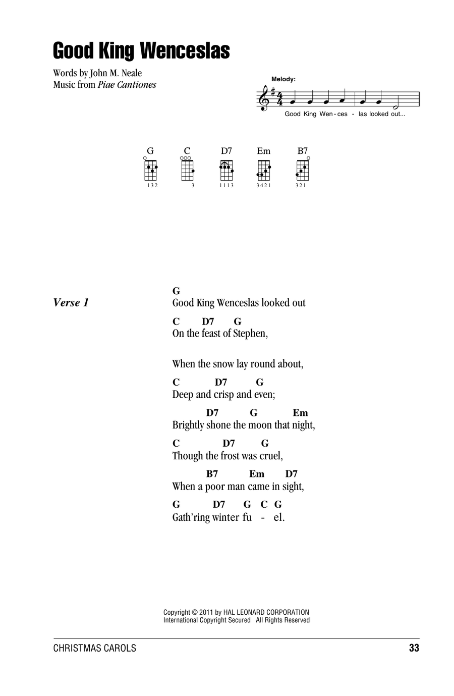 Good King Wenceslas Ukulele scores gallery preview page 1