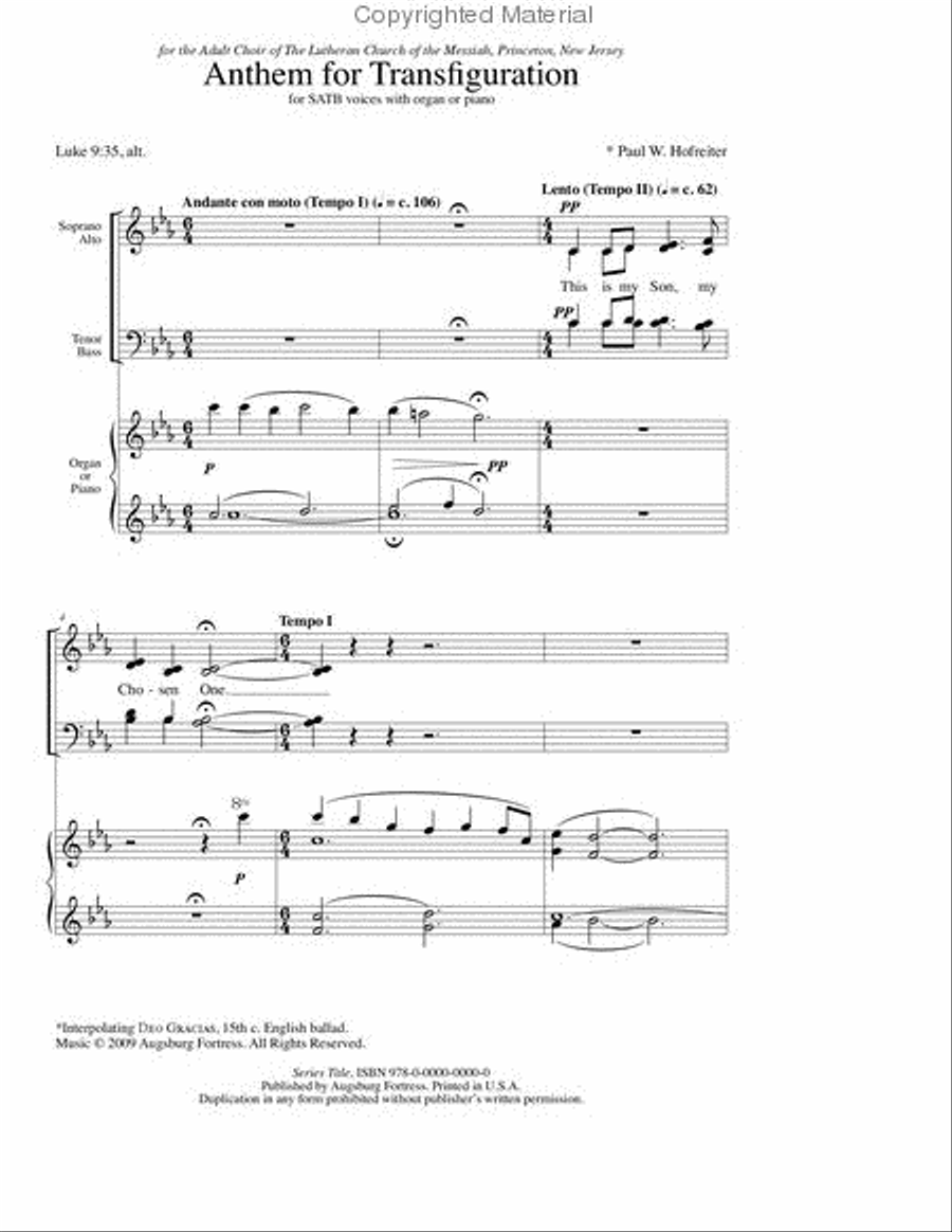 Anthem for Transfiguration 4-Part scores gallery preview page 2