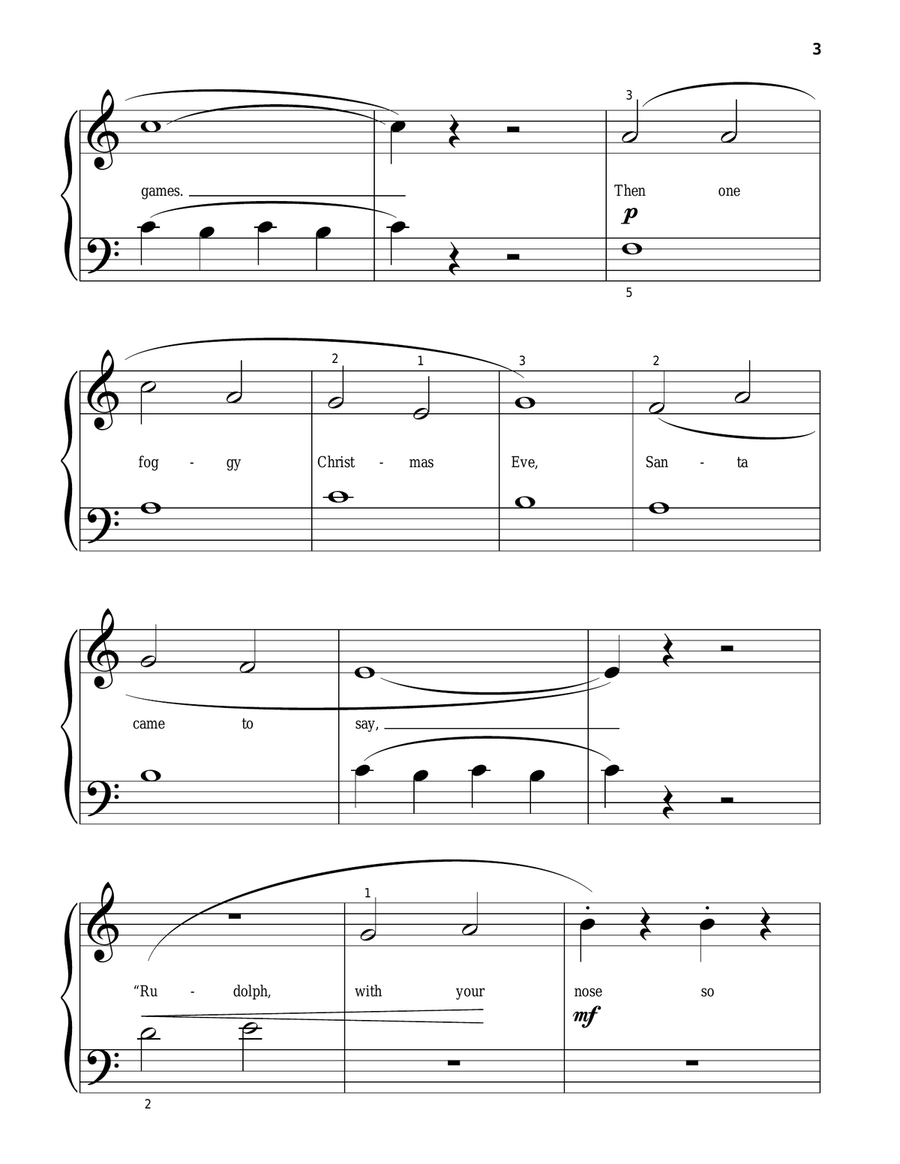 Rudolph The Red-Nosed Reindeer (arr. Phillip Keveren) Easy Piano scores gallery preview page 3