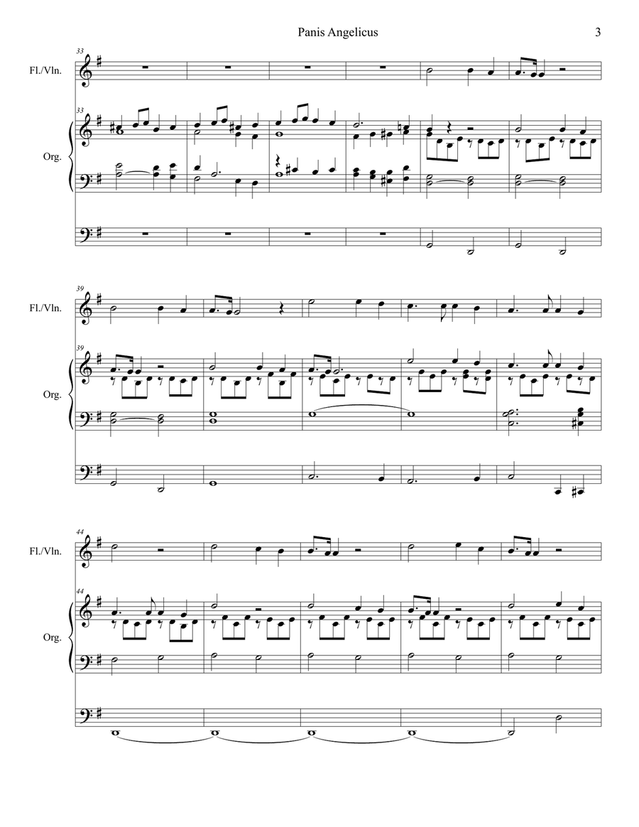 Panis Angelicus (for Flute or Violin solo - Organ accompaniment) Flute scores gallery preview page 4