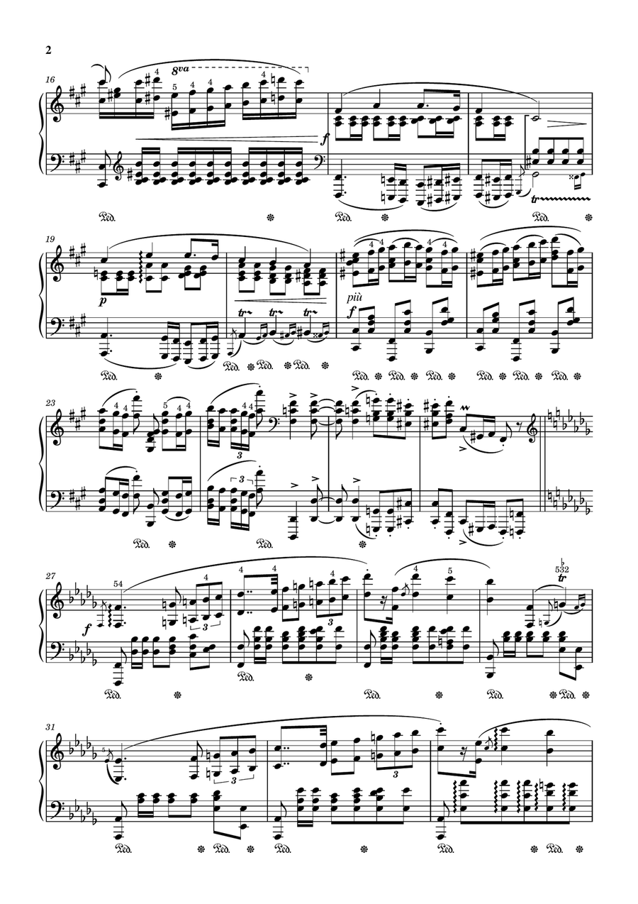 Chopin - Polonaise No.5 in F Sharp Minor. Op.44 - Original With Fingering For Piano Solo Piano Solo scores gallery preview page 2