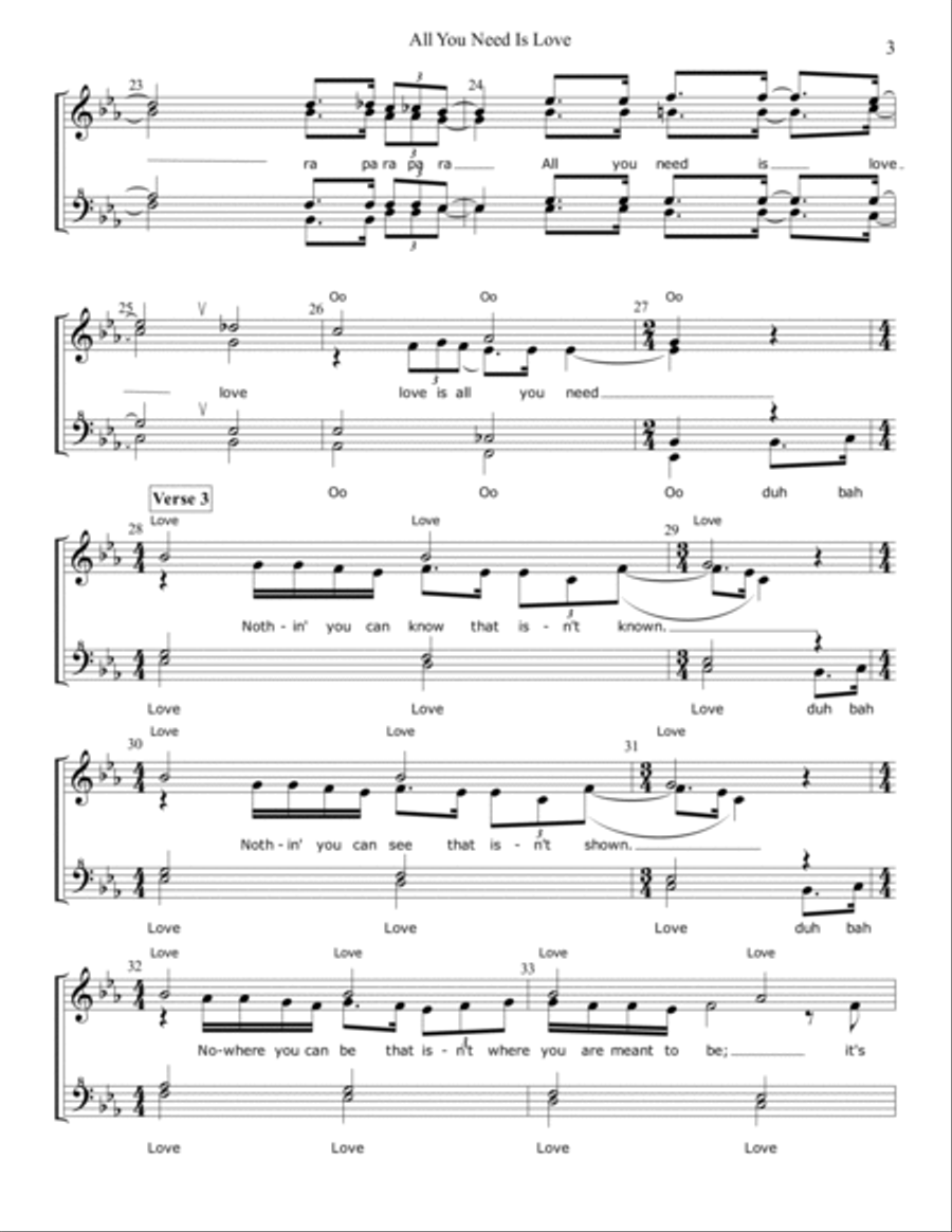 All You Need Is Love All You Need Is Love SSAA scores gallery preview page 3
