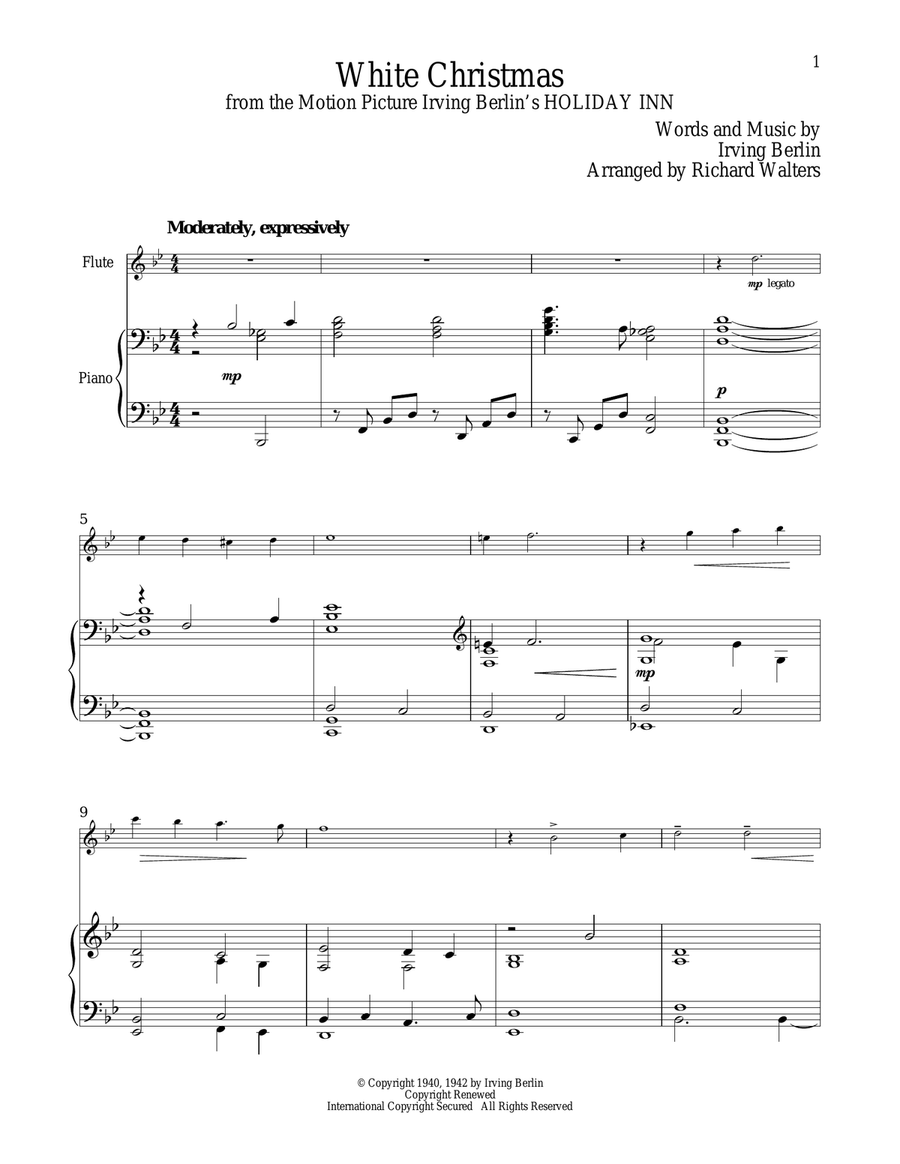 White Christmas Flute Solo scores gallery preview page 1