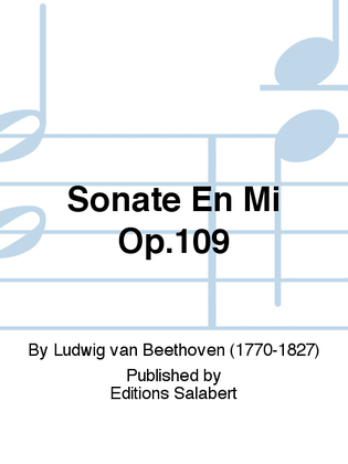 Sonate En Mi Op.109