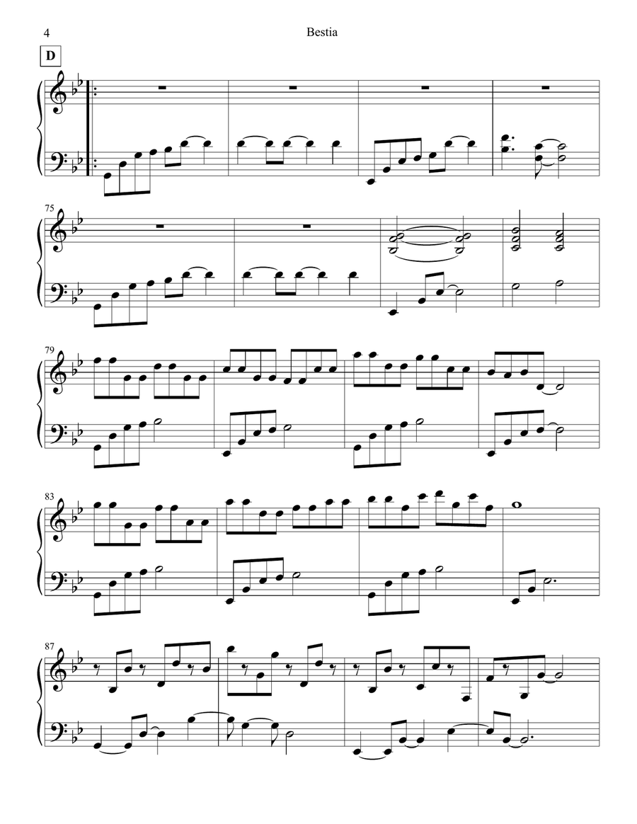 Bestia Piano Solo scores gallery preview page 4