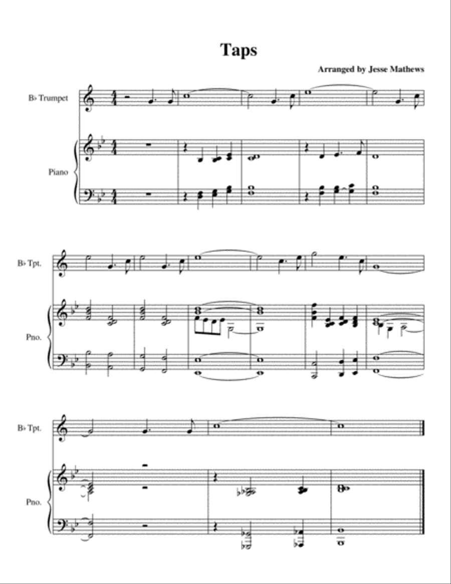 Taps - for Trumpet and Piano Trumpet Solo scores gallery preview page 1
