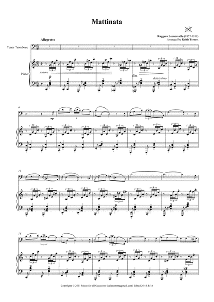 Mattinata for Baritone, Euphonium, Trombone & Piano (BC) image number null