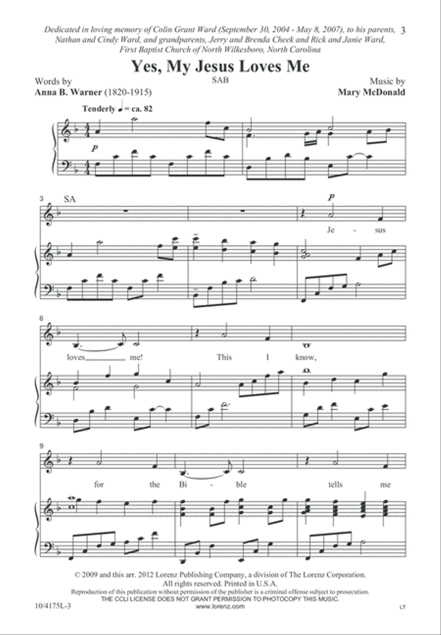 Yes, My Jesus Loves Me 3-Part scores gallery preview page 4