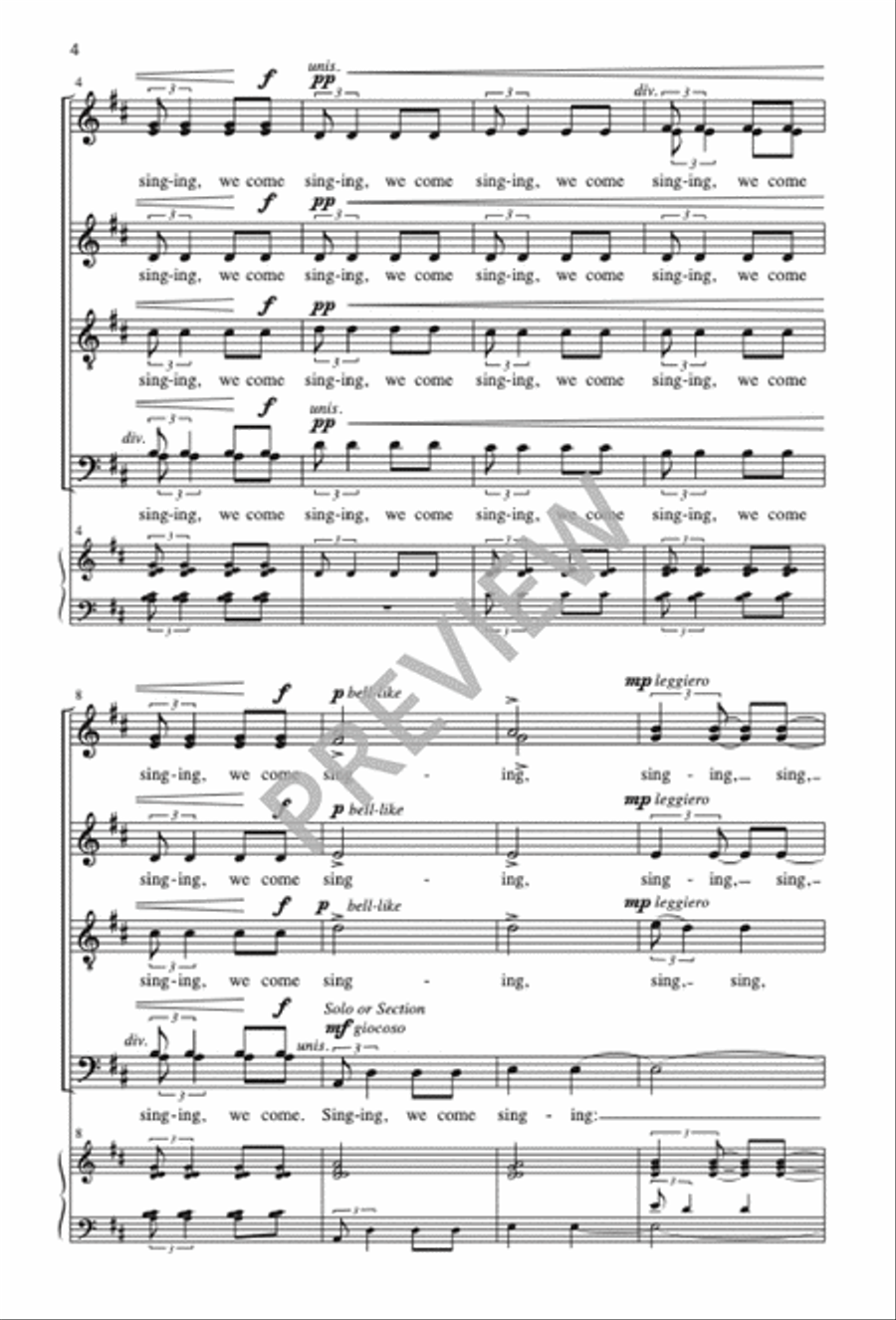 Singing, We Come Singing Divisi scores gallery preview page 4