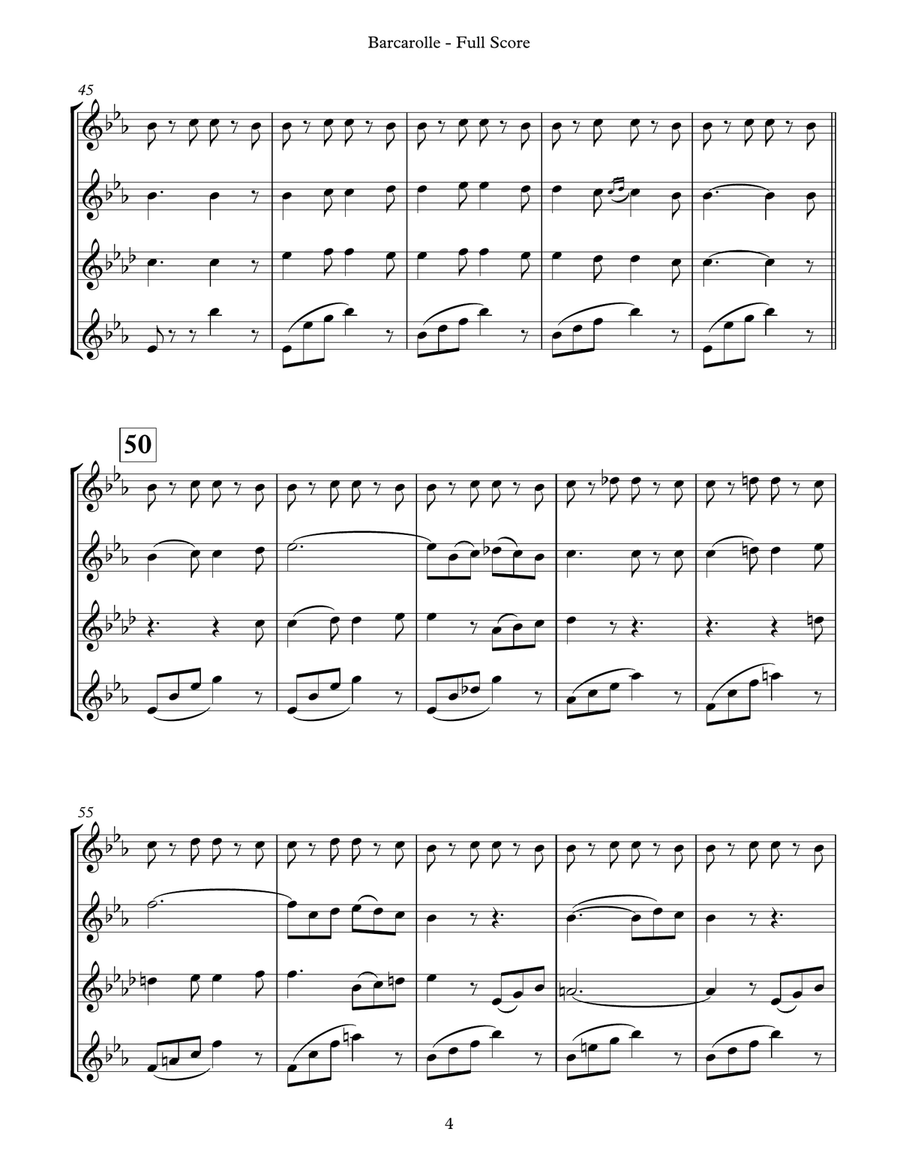 Barcarolle (for Flute Quartet) Flute Quartet scores gallery preview page 6