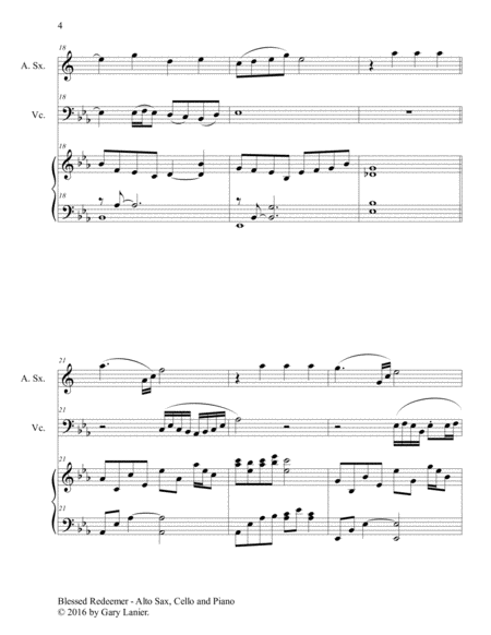 3 FAVORITE HYMNS (Trio - Alto Sax, Cello & Piano with Score/Parts) image number null