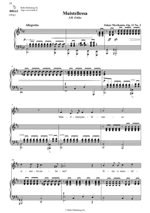 Book cover for Muistellessa, Op. 11 No. 2 (B minor)
