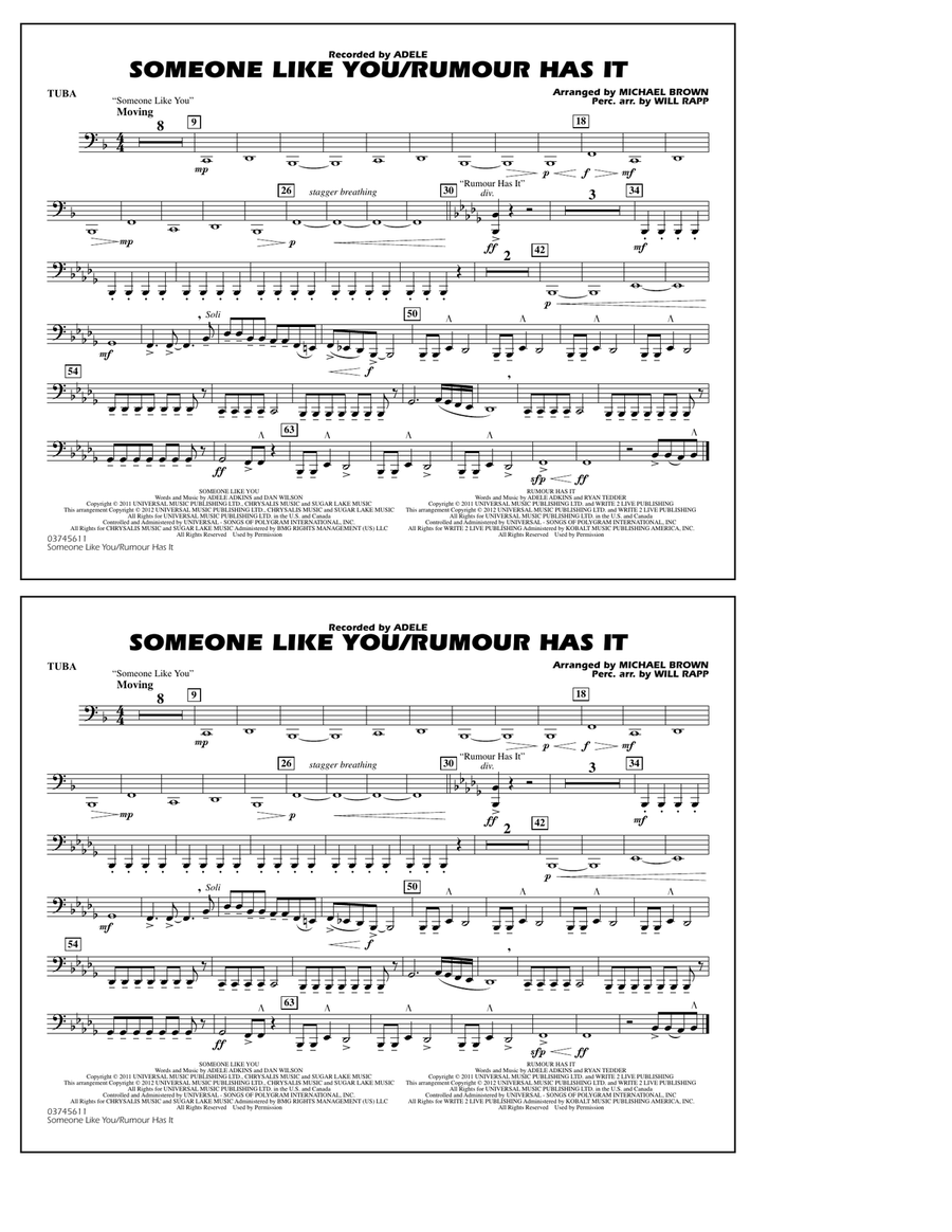 Someone Like You/Rumour Has It - Tuba Marching Band scores gallery preview page 1
