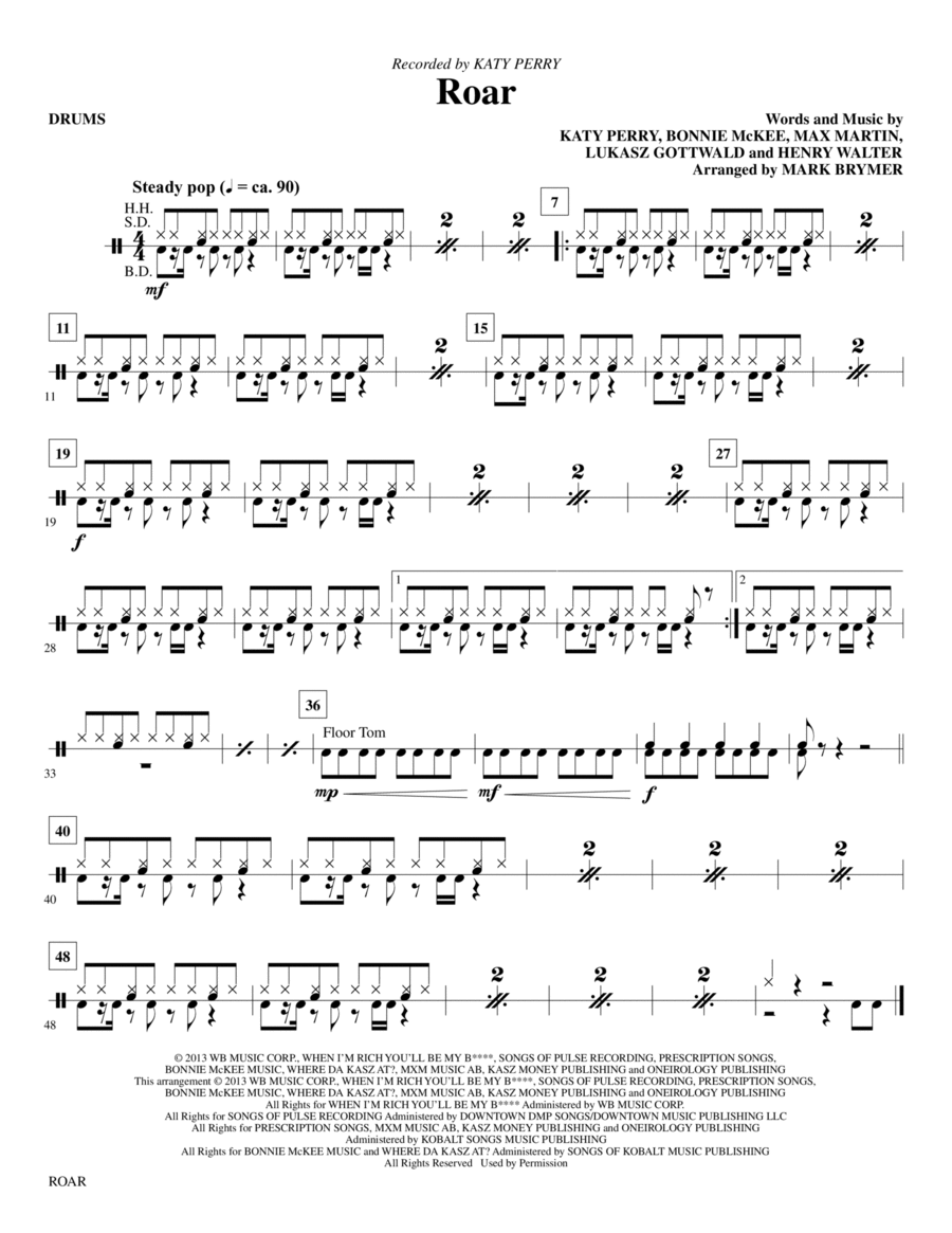 Roar - Drums Choir scores gallery preview page 1