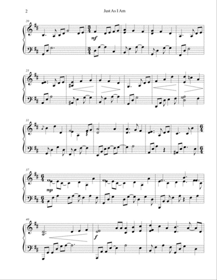 Just As I Am Piano Solo scores gallery preview page 2