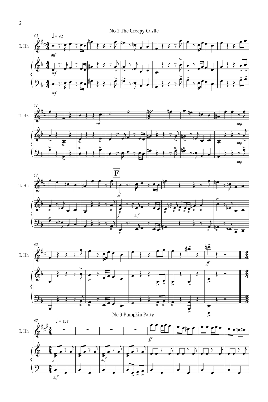 3 Halloween Pieces for Tenor Horn and Piano Horn scores gallery preview page 2