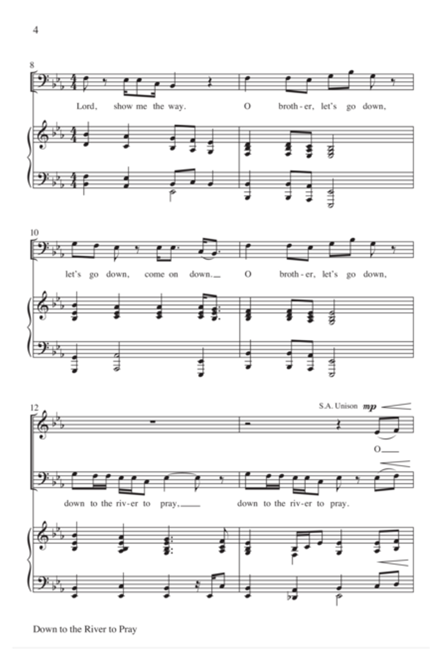 Down to the River to Pray with Lord Listen to Your Children-SAB 3-Part scores gallery preview page 3