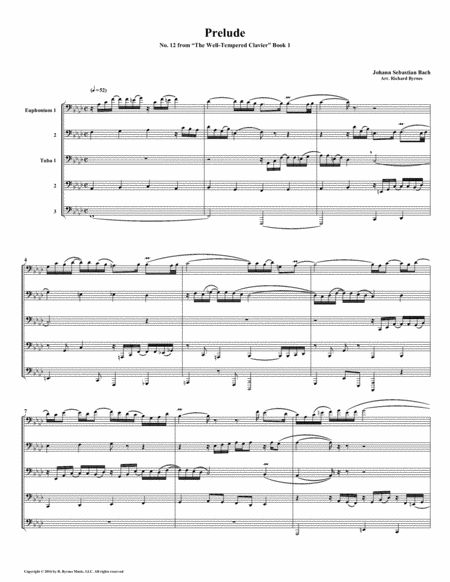 Prelude 12 from Well-Tempered Clavier, Book 1 (Euphonium-Tuba Quintet) image number null
