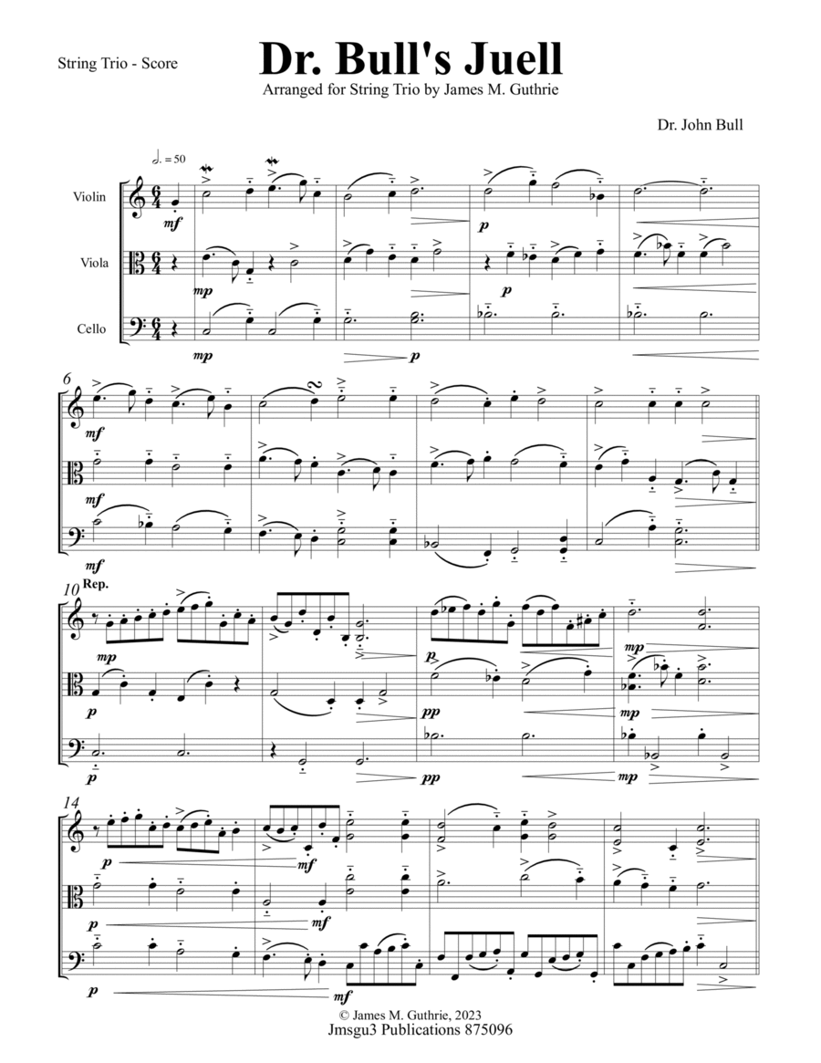 Bull: Dr. Bull's Juell for String Trio String Trio scores gallery preview page 1
