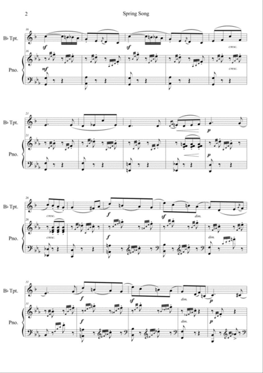 Lieder ohne Worte Op.62 No.6 in Eb Trumpet Solo scores gallery preview page 2
