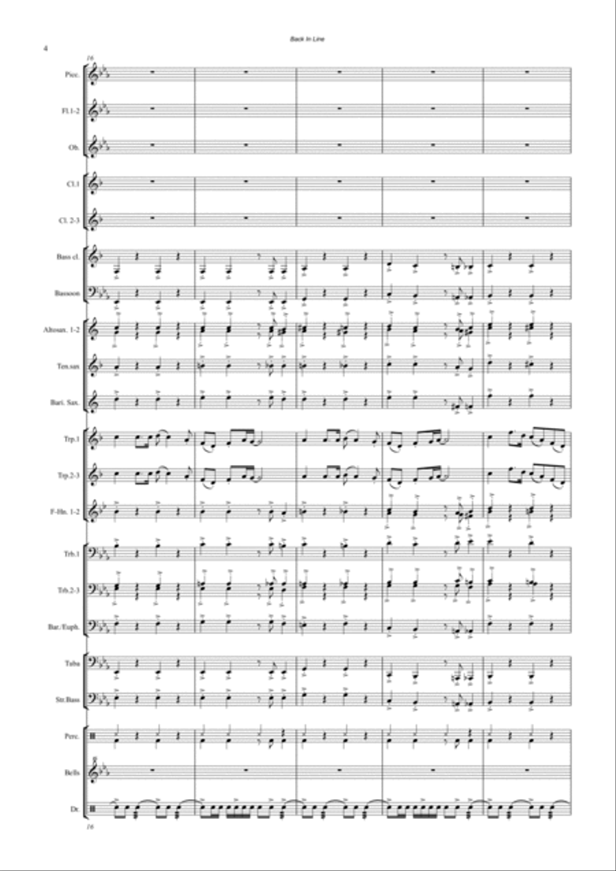 Back in Line, concert march, Score and parts Concert Band scores gallery preview page 4