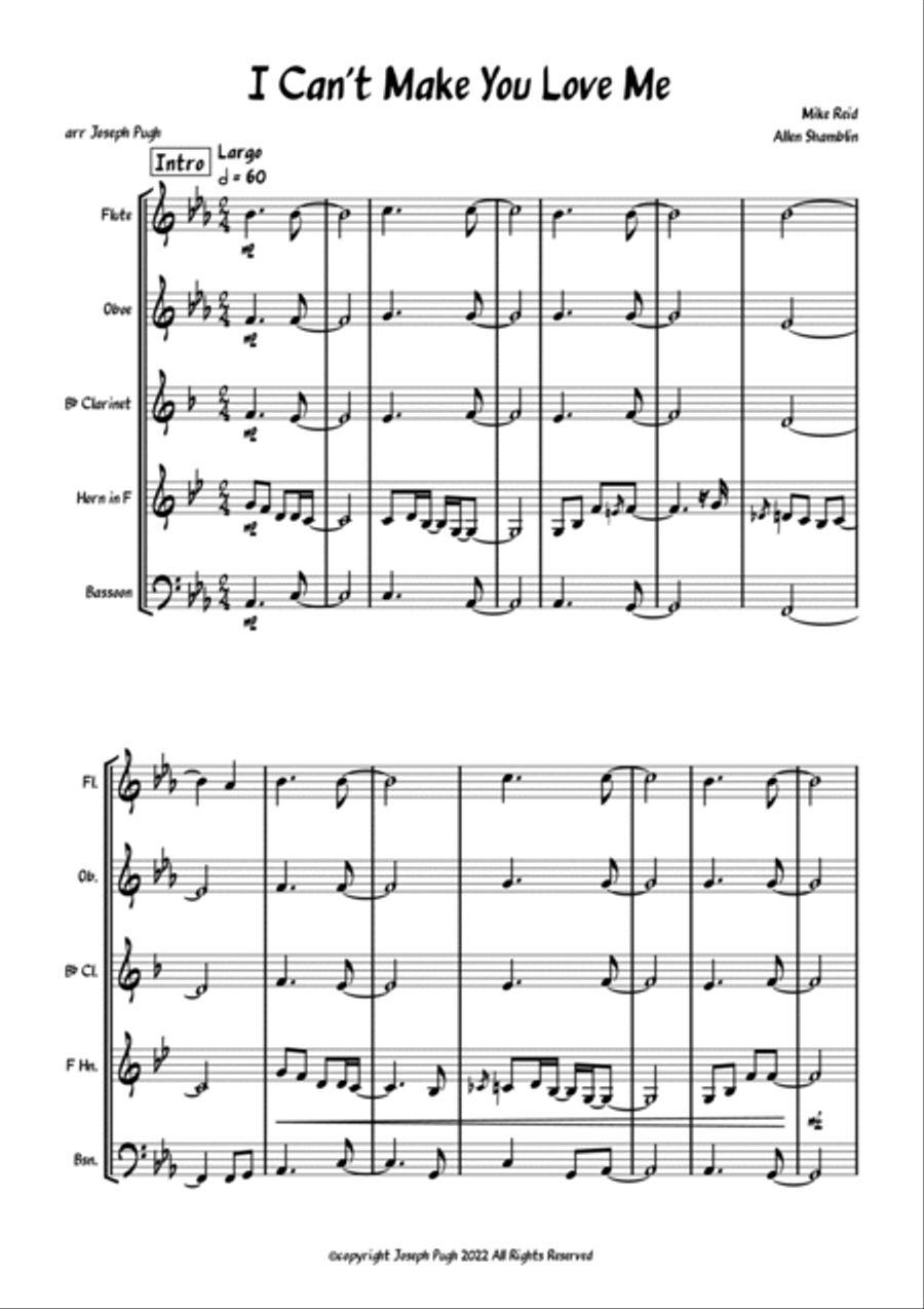 I Can't Make You Love Me I Can't Make You Love Me Woodwind Quintet scores gallery preview page 6