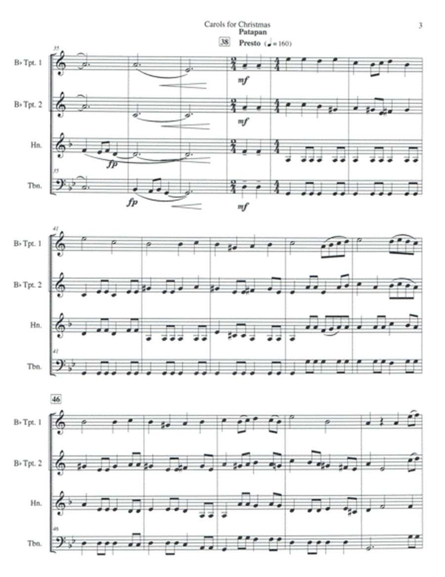 Carols for Christmas a Medley for Brass Quartet image number null