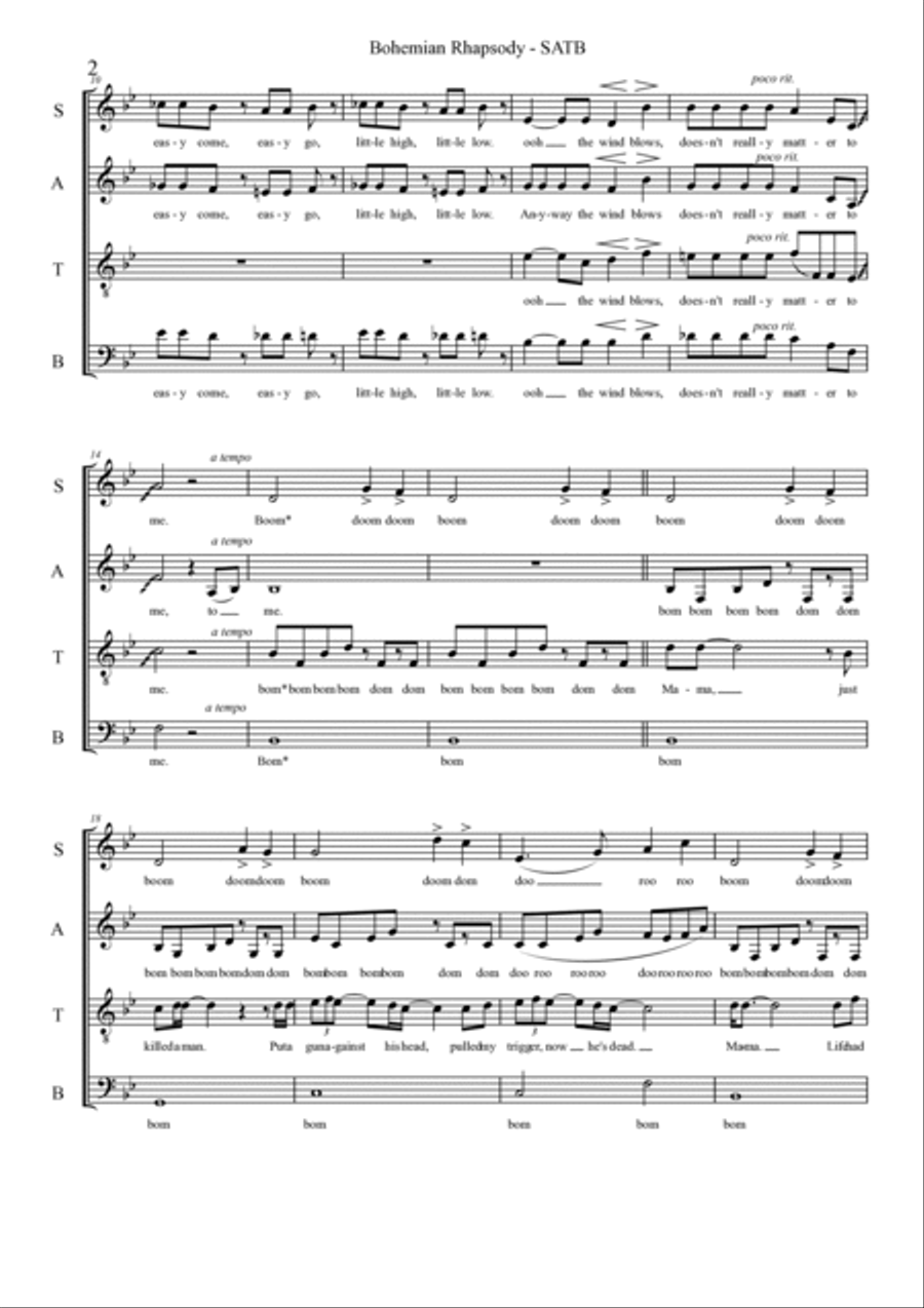 Bohemian Rhapsody 4-Part scores gallery preview page 2