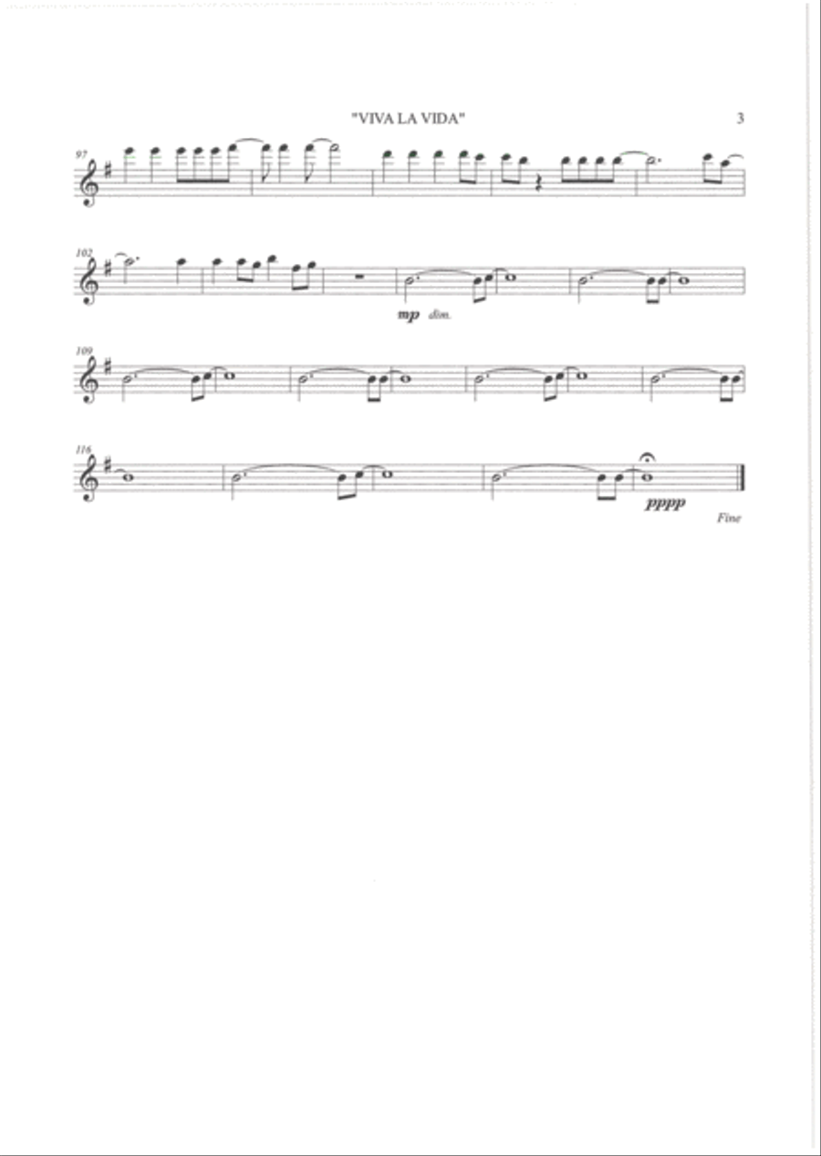 VIVA LA VIDA by COLDPLAY - Guitar Ensemble (Parts Only) image number null