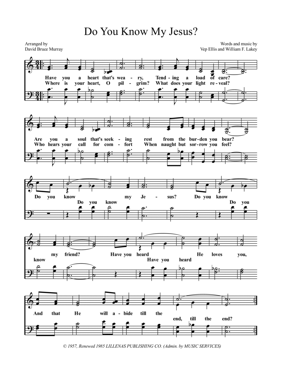 Do You Know My Jesus? Do You Know My Jesus? 4-Part scores gallery preview page 1