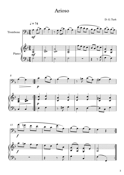 70 Easy Classical Pieces For Trombone & Piano
