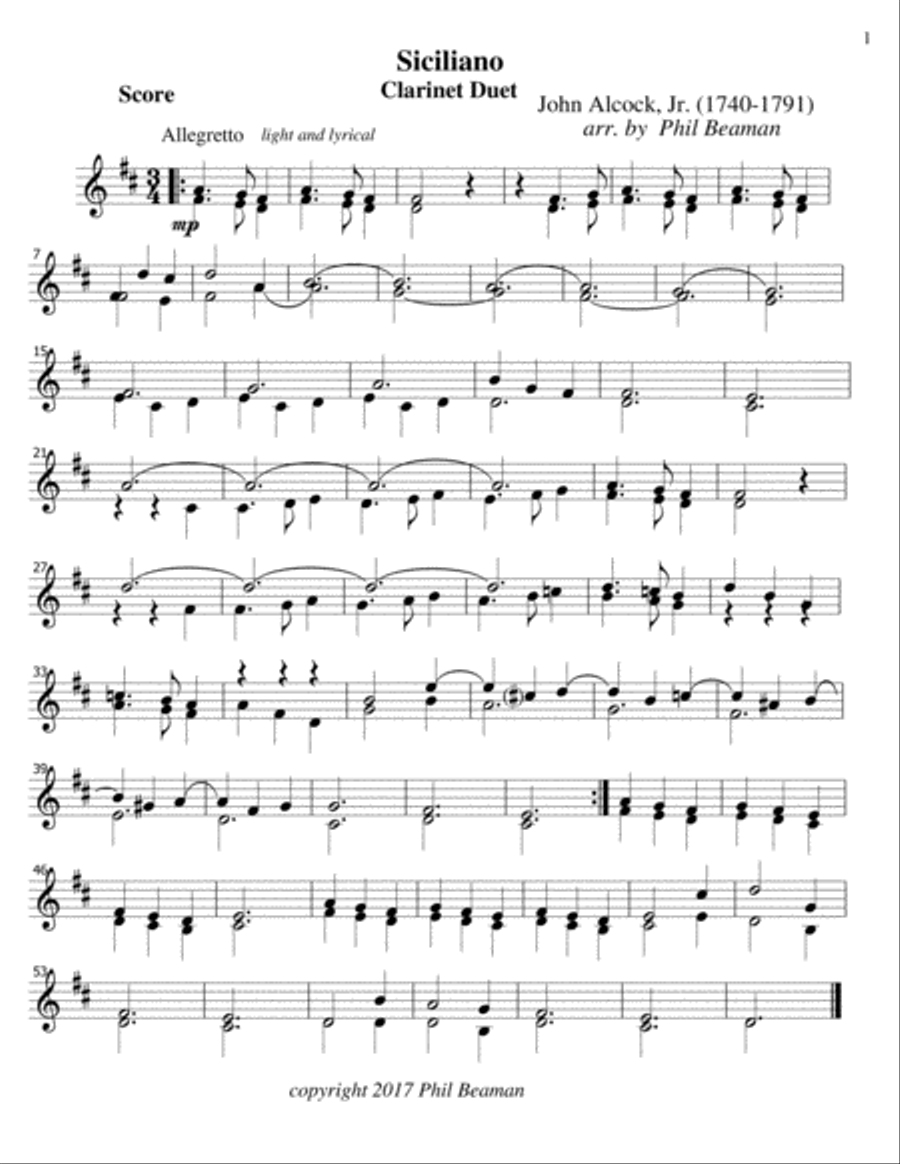 Siciliano - Clarinet Duet image number null