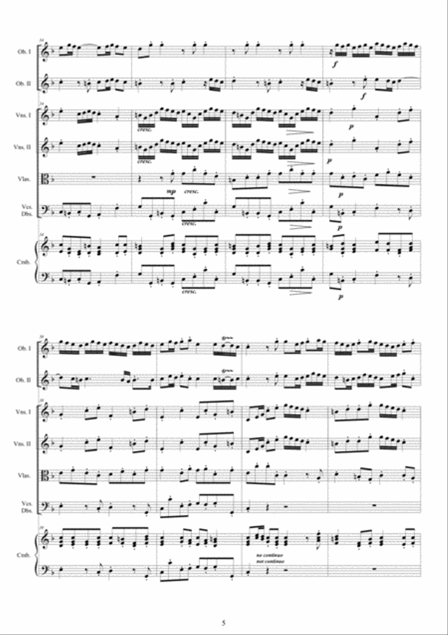 Albinoni - Oboe Concerto No.3 in F major Op.9 for Two Oboes, Strings and Cembalo Woodwind Ensemble scores gallery preview page 5