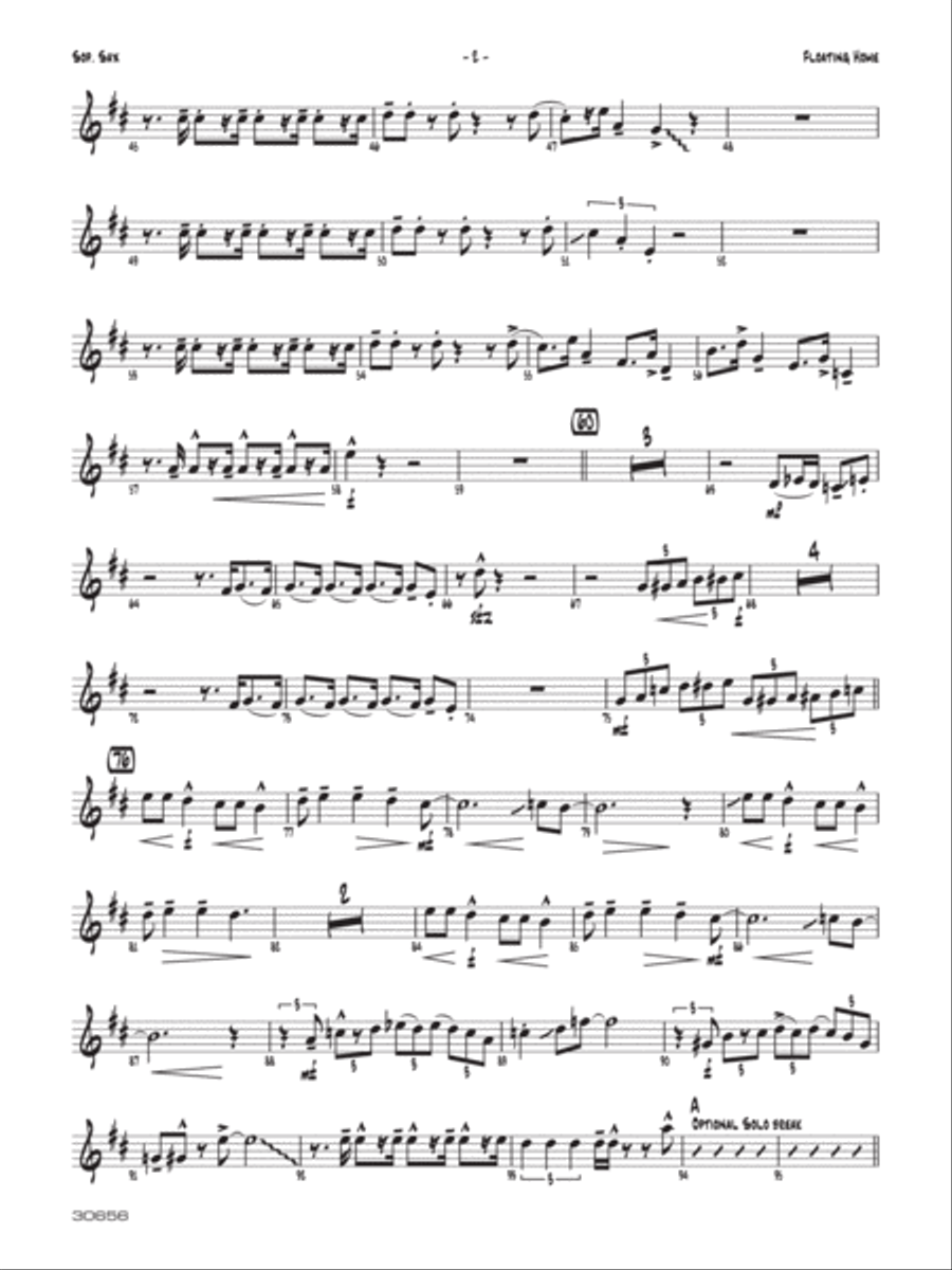 Floating Home: B-flat Soprano Saxophone Jazz Ensemble scores gallery preview page 2