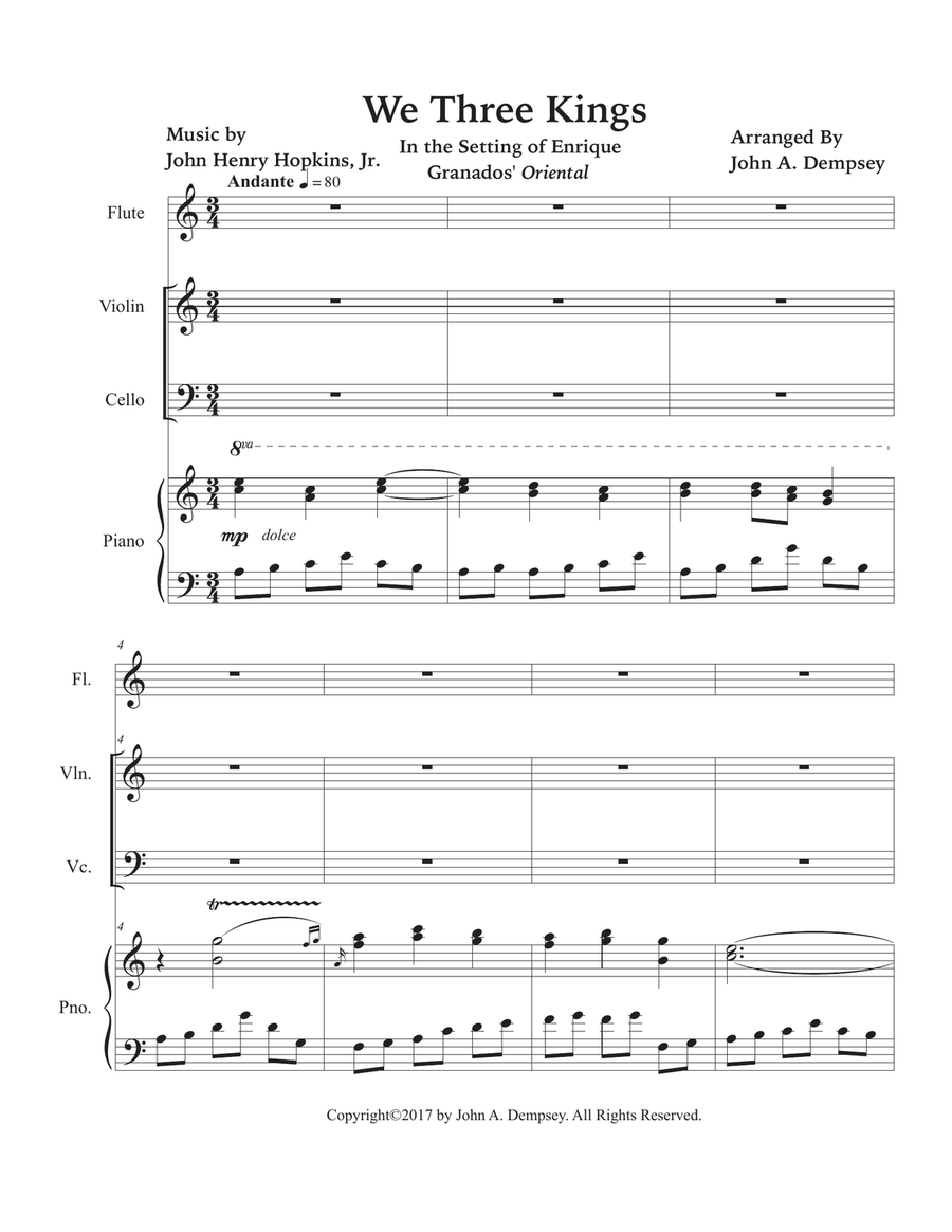 We Three Kings (Quartet for Flute, Violin, Cello and Piano) Small Ensemble scores gallery preview page 5