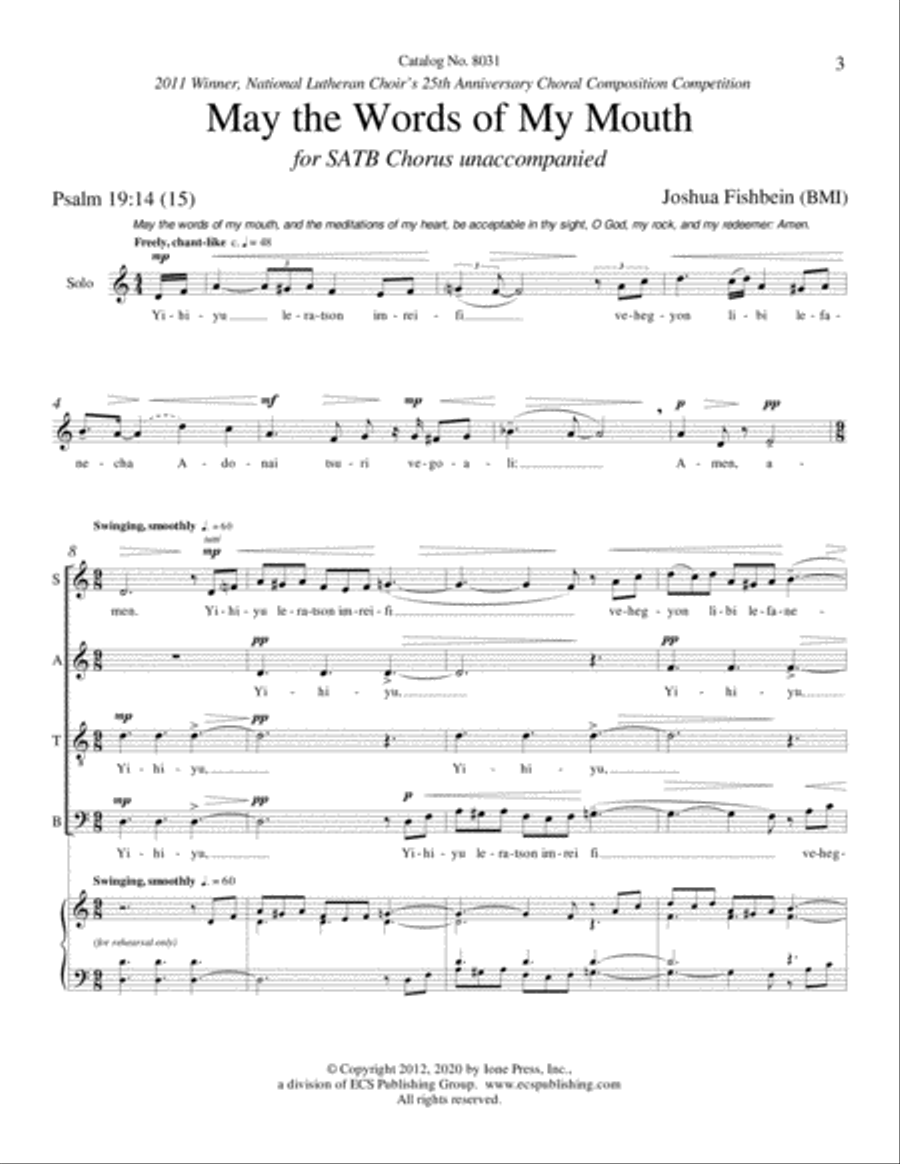 May the Words of My Mouth 4-Part scores gallery preview page 2
