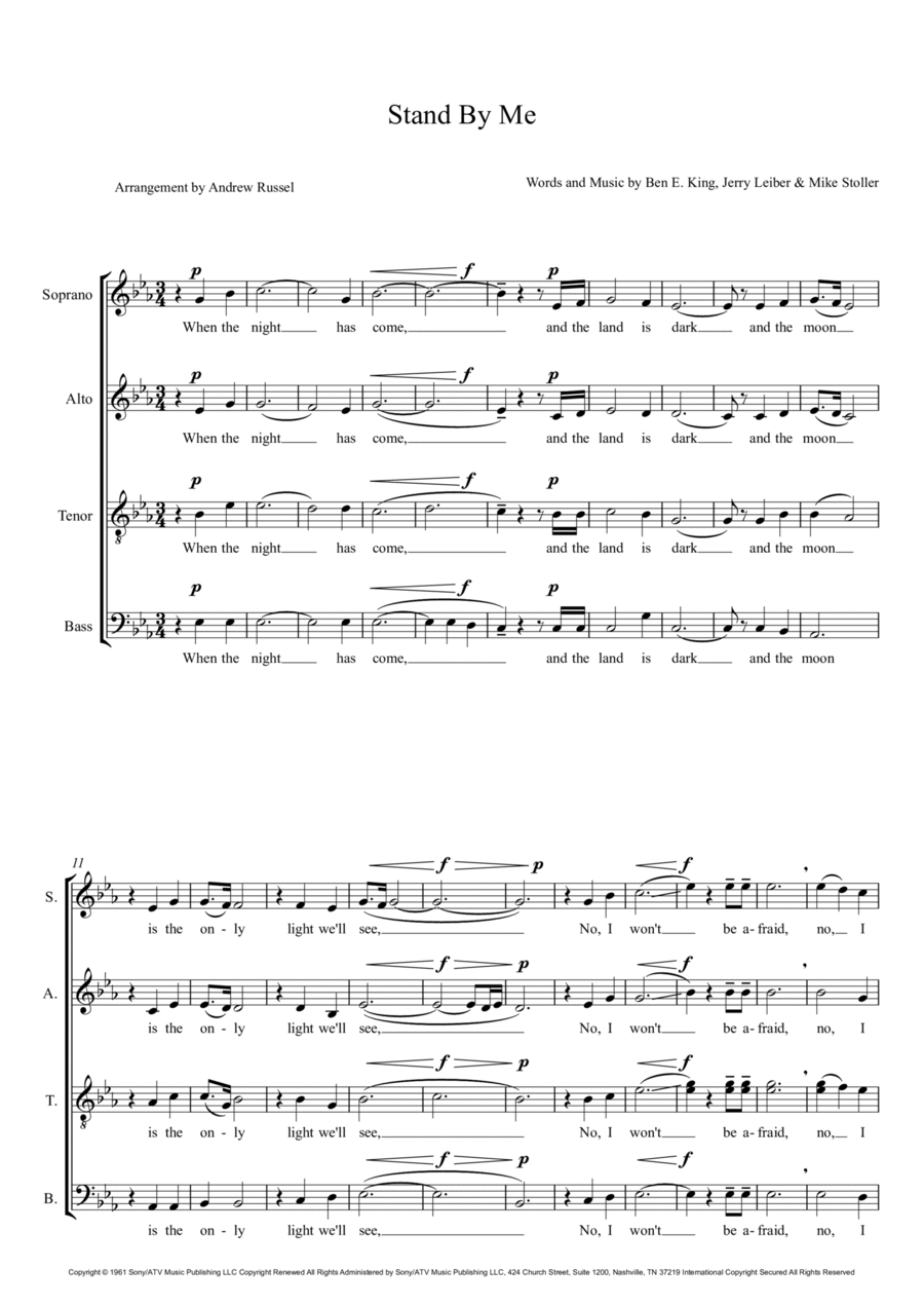 Stand By Me 4-Part scores gallery preview page 1