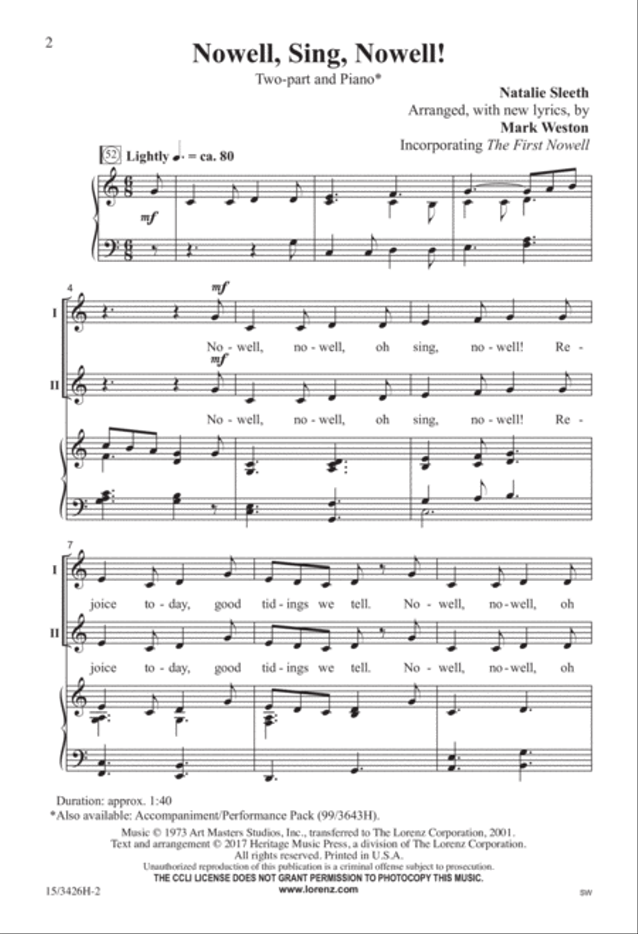 Nowell, Sing, Nowell! 2-Part scores gallery preview page 2