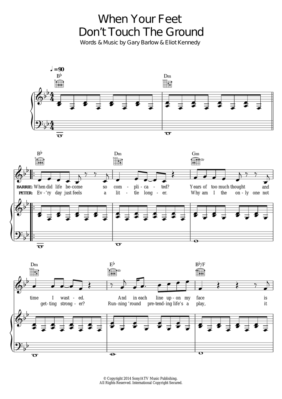 When Your Feet Don't Touch The Ground (from 'Finding Neverland') Piano, Vocal scores gallery preview page 1