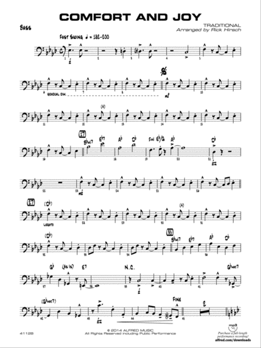 Comfort and Joy: String Bass Jazz Ensemble scores gallery preview page 1