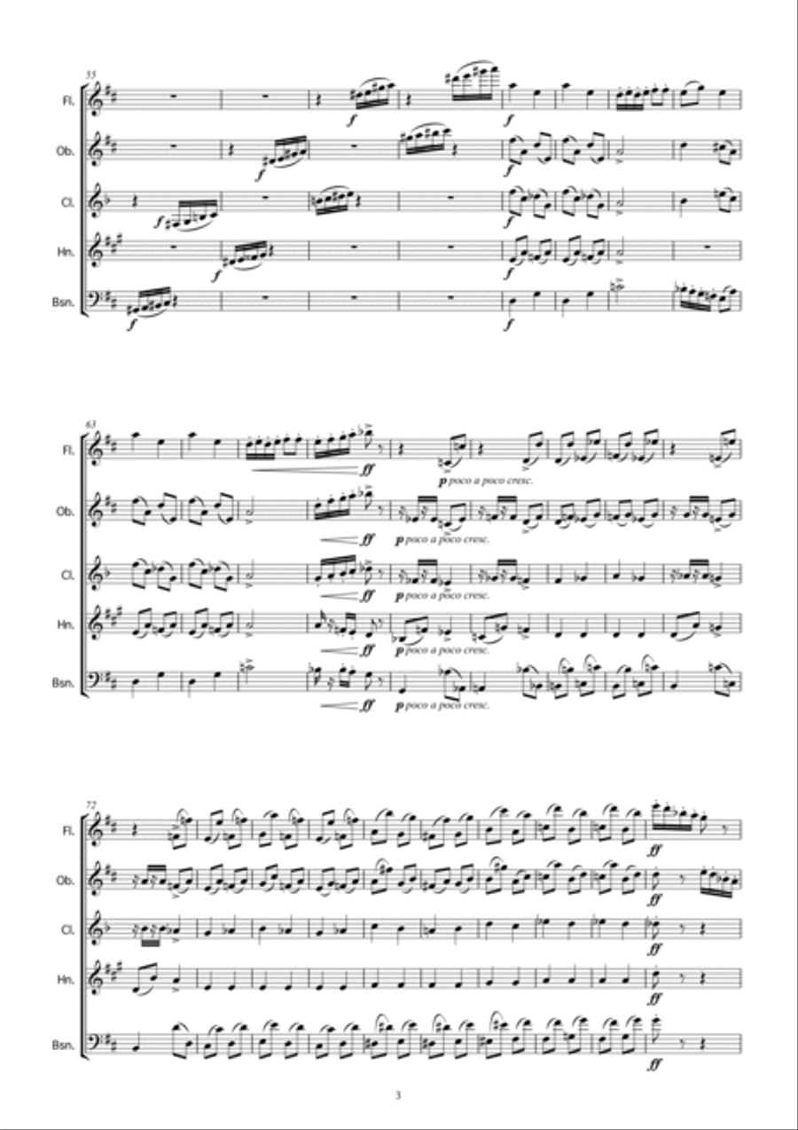Tchaikovsky: THE SEASONS op.37 No.2 February (Carnival) Woodwind Quintet scores gallery preview page 5