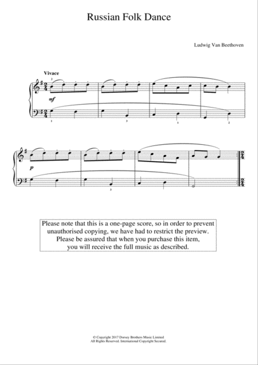 Russian Folk Dance Russian Folk Dance Easy Piano scores gallery preview page 1