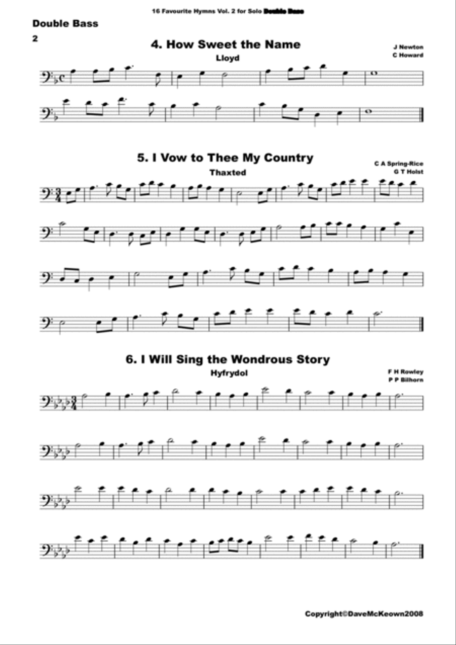 16 Favourite Hymns Vol.2 for solo Double Bass Double Bass scores gallery preview page 2