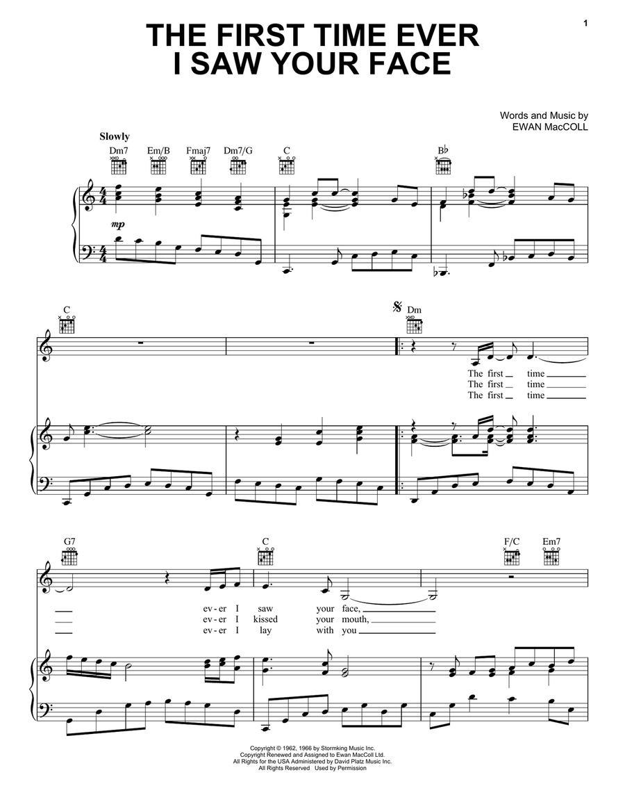 The First Time Ever I Saw Your Face Acoustic Guitar scores gallery preview page 1