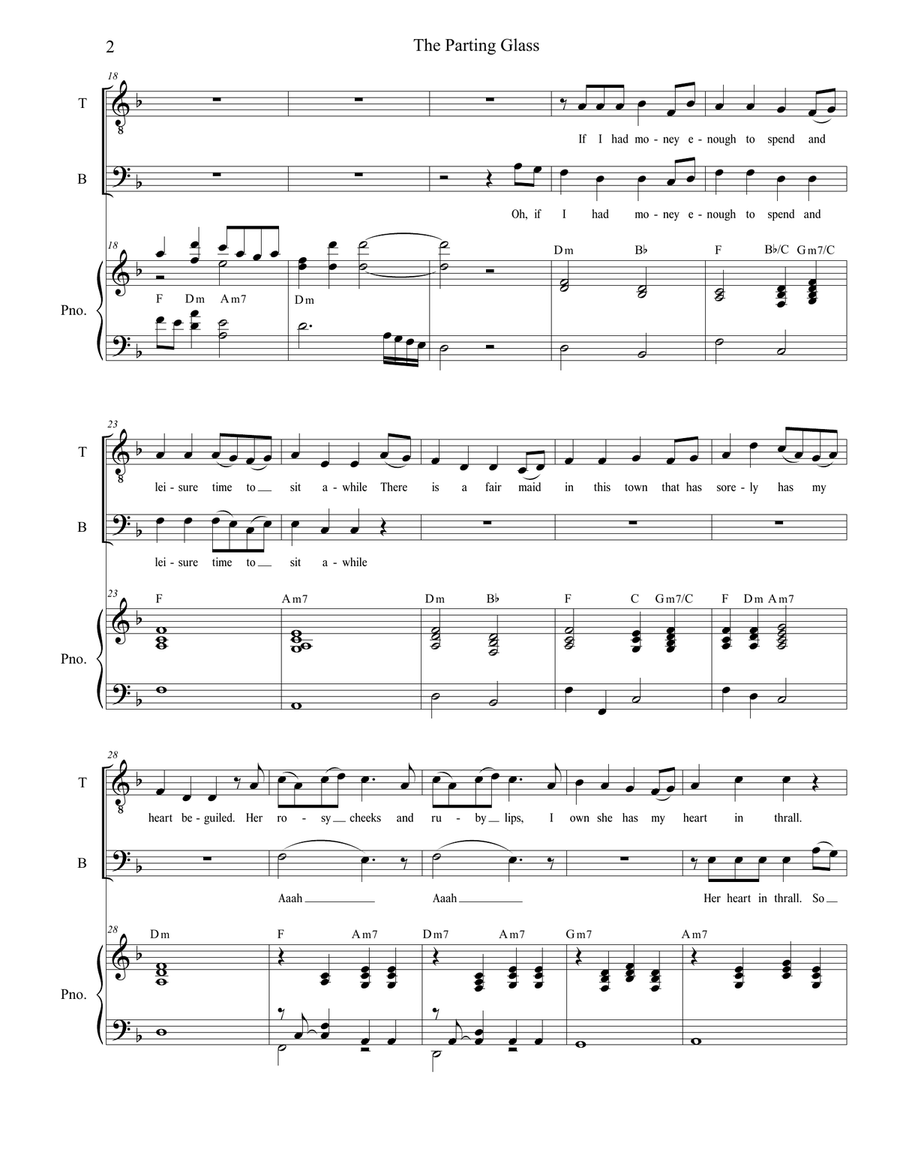 The Parting Glass (for 2-part choir - (TB) TB scores gallery preview page 2