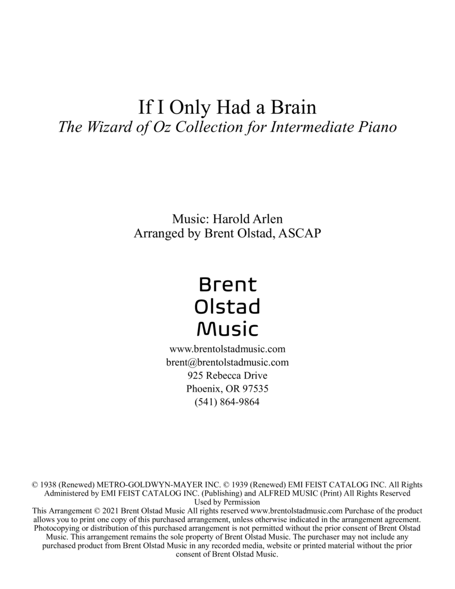 If I Only Had A Brain Piano Solo scores gallery preview page 1