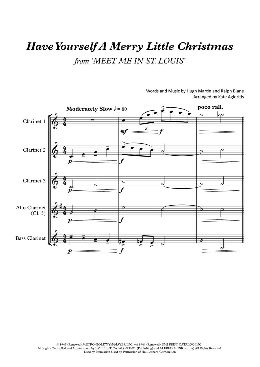 Have Yourself A Merry Little Christmas from MEET ME IN ST. LOUIS Clarinet Quartet scores gallery preview page 2